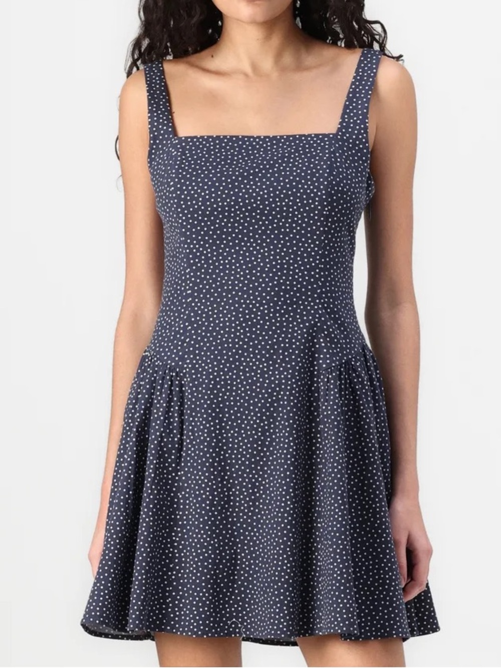 Abercrombie & Fitch Navy Polka Dot Square Neck drop waist Sundress Large